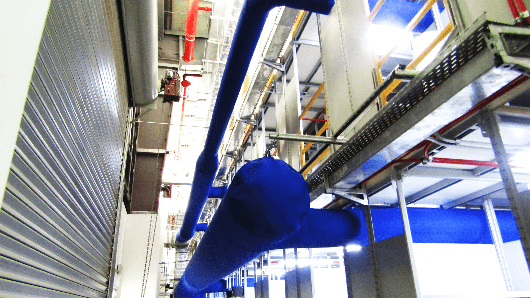 Amazon warehouse fabric duct installation